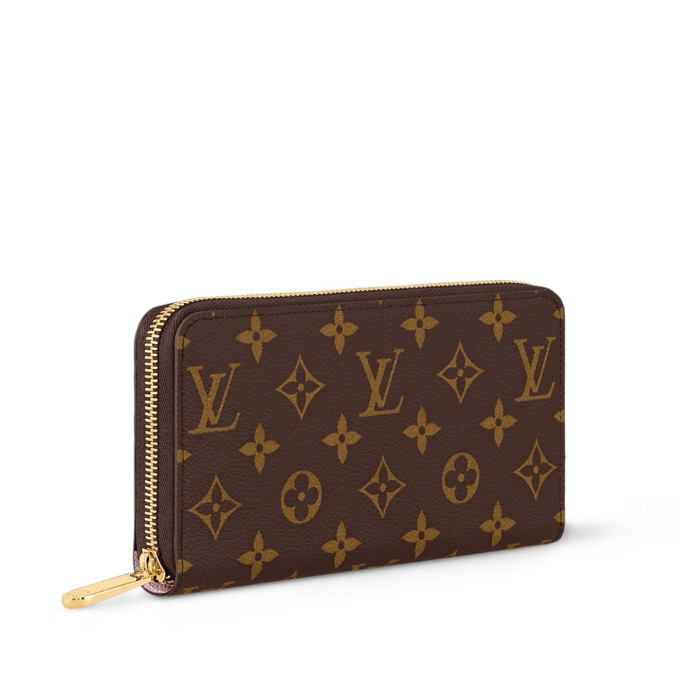 Louis Vuitton Zippy Wallet M41894 LV monogram brown leather with pink interior